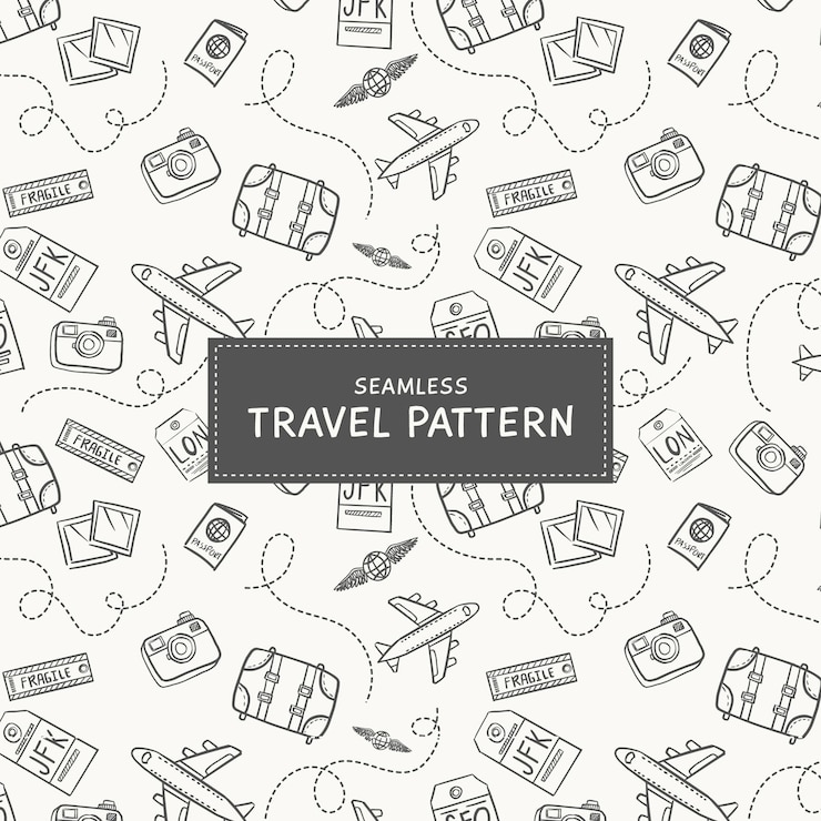 Vecteur gratuit fond de voyage doodle