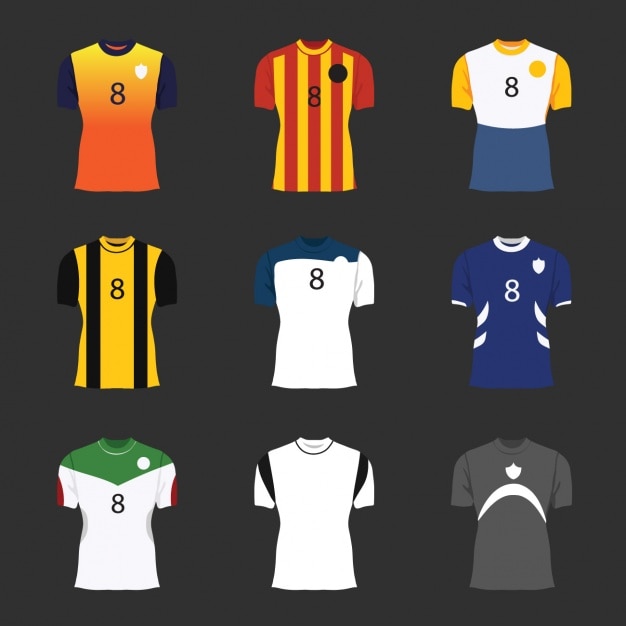 Vecteur gratuit football chemises collection