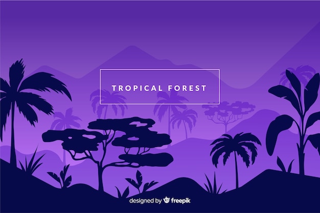 Vecteur gratuit forêt tropicale au fond de la nuit