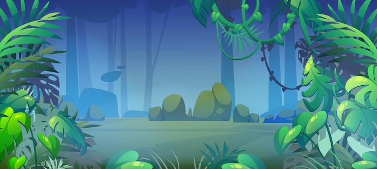 Vecteur gratuit forêt tropicale de paysage de jungle ou de forêt tropicale
