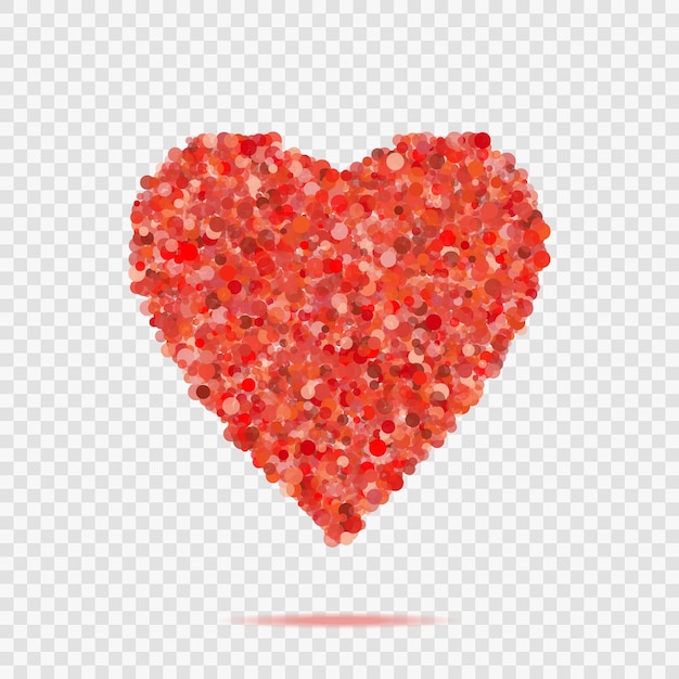 Vecteur gratuit forme de coeur rouge de la saint-valentin avec de nombreux points symbole d'amour d'illustration vectorielle