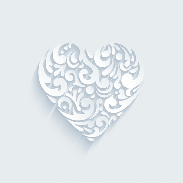 Vecteur gratuit forme décorative de coeur formée par des éléments créatifs abstraits. modèle pour la saint-valentin, carte postale de célébrations de mariage.