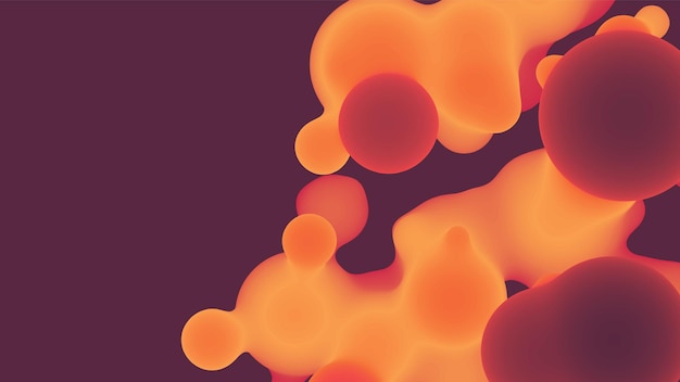 Forme de metaball fluide 3d abstraite avec des boules colorées. Gouttelettes organiques pastel liquides Synthwave avec dégradé de couleur.
