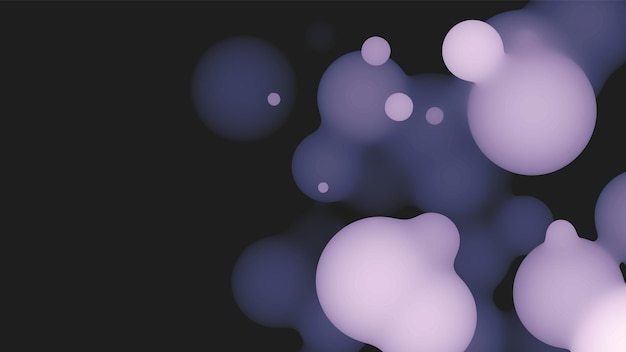 Forme de metaball fluide 3d abstraite avec des boules violettes. gouttelettes organiques pastel liquides synthwave avec dégradé de couleur.