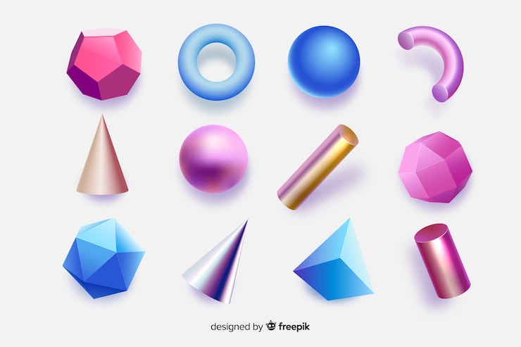 Vecteur gratuit formes géométriques colorées avec effet 3d