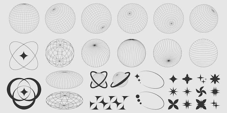 Vecteur gratuit des formes de globe y2k et des éléments graphiques rétro des années 90