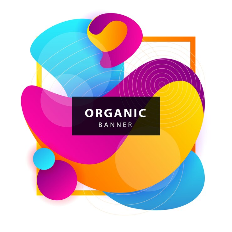 Vecteur gratuit formes organiques abstraites bleues, roses, jaunes avec cadre