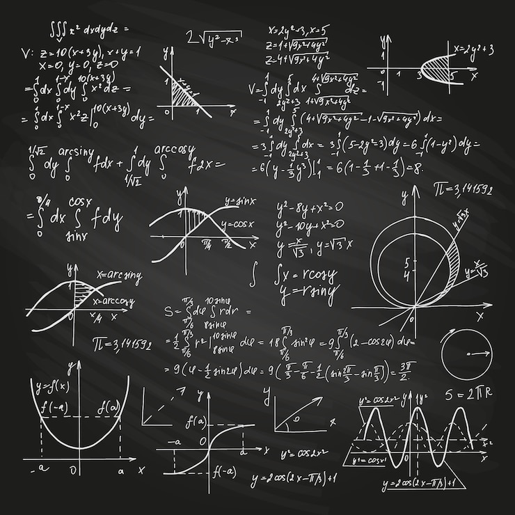 Vecteur gratuit formules scientifiques sur tableau noir