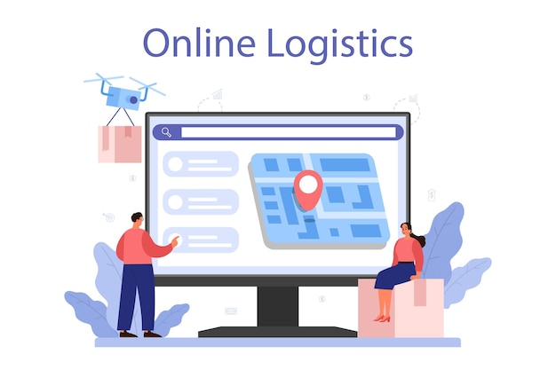 Fournir Un Service Ou Une Plate-forme En Ligne Idée B2b Service Global De Logistique Et De Transport Entreprise En Tant Que Client Logistique En Ligne Illustration Vectorielle Plane