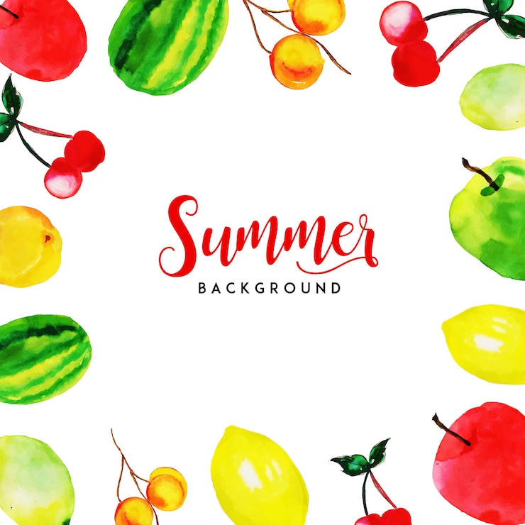 Vecteur gratuit fruits aquarelle d&#39;été fond multipurpose