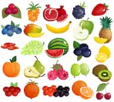 Vecteur gratuit fruits baies collection d'icônes colorées