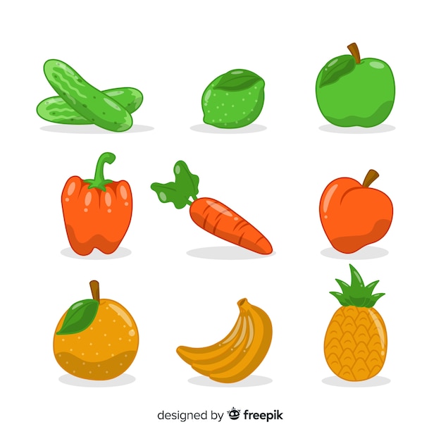 Vecteur gratuit fruits et fruits dessinés à la main