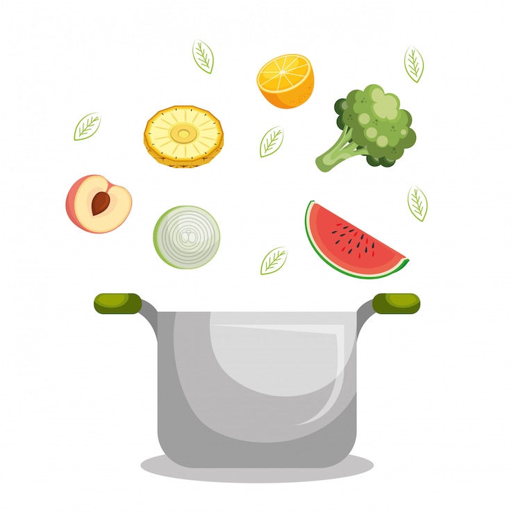 Vecteur gratuit fruits et légumes nourriture saine