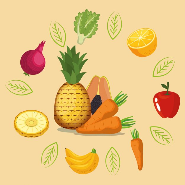 fruits et légumes nourriture saine