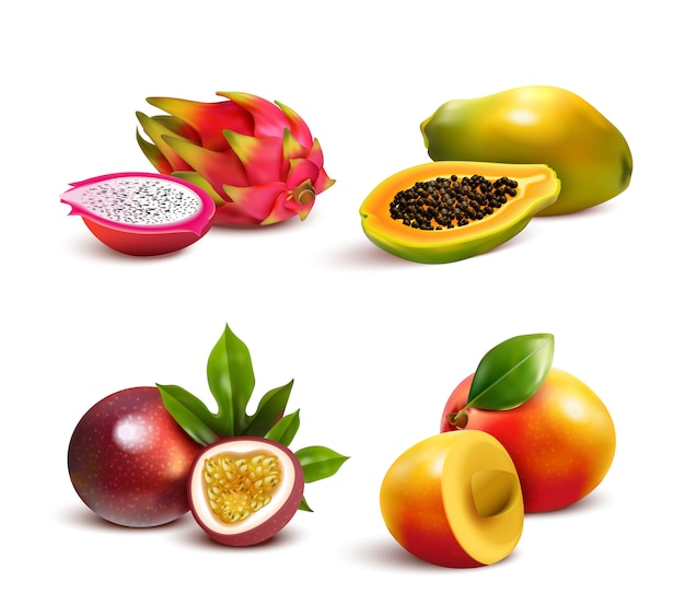 Vecteur gratuit fruits tropicaux matures