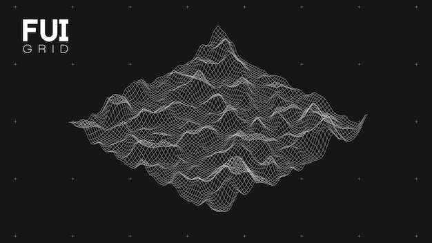 Vecteur gratuit fui gui 3d vector landscape scan grid abstract futuristic background scifi hitech design