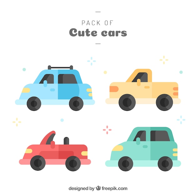 Vecteur gratuit fun pack de voitures avec un design plat