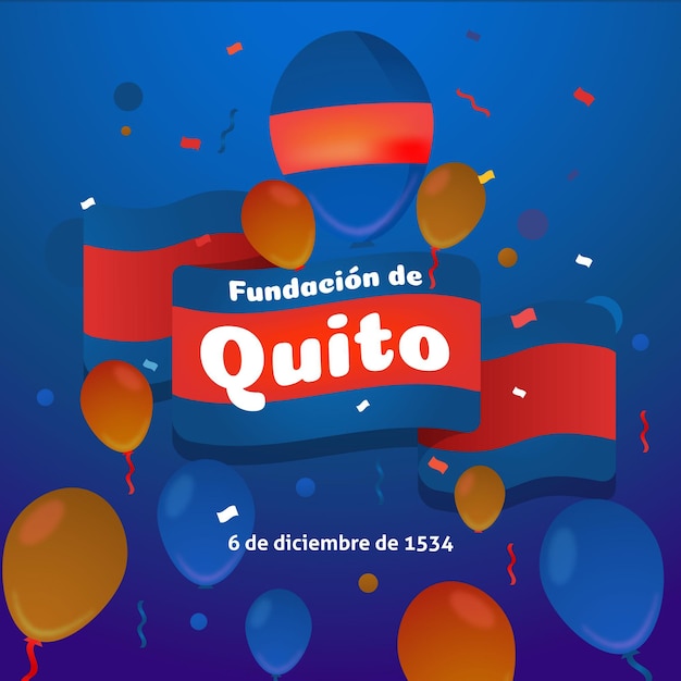 Fundacion De Quito Avec Drapeau Rouge Et Bleu