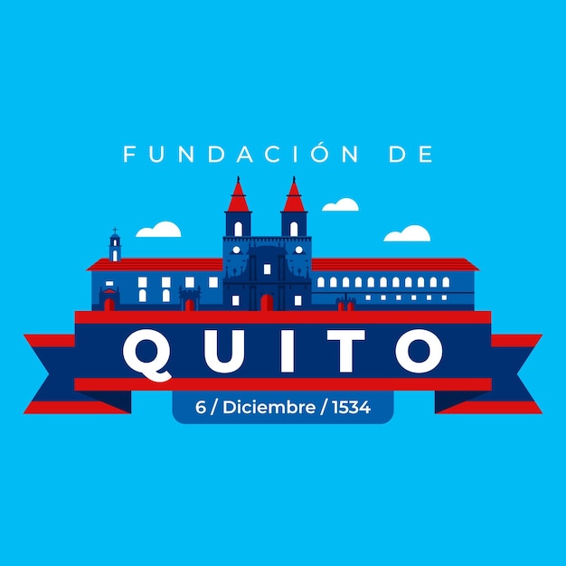 Fundacion De Quito Sur Fond Bleu