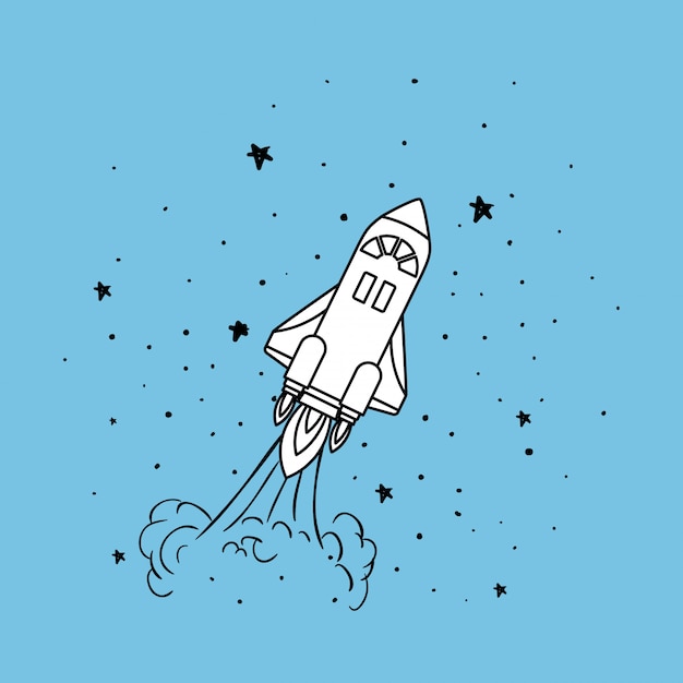 Fusée et étoiles