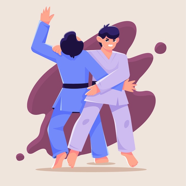 Vecteur gratuit gagner et perdre un combat de jiu-jitsu