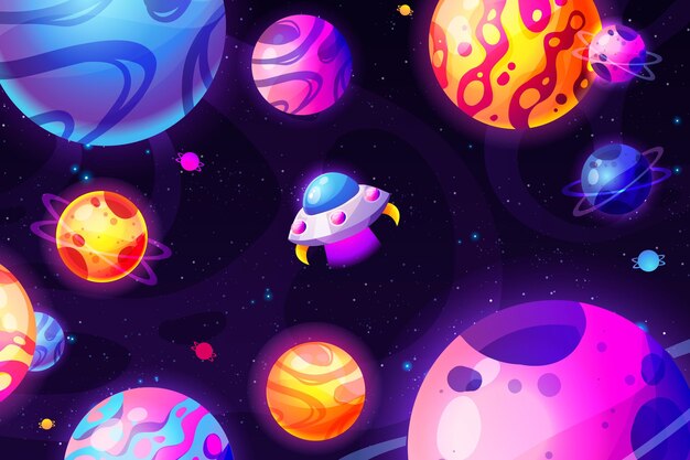 Galaxie de dessin animé avec fond d'étoiles