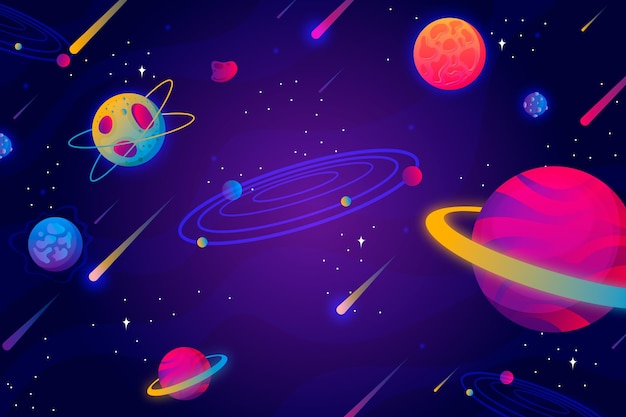 Galaxie de dessin animé avec fond d'étoiles