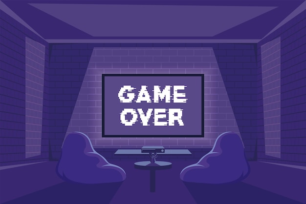 Vecteur gratuit game over lettrage dans la scène d'affichage