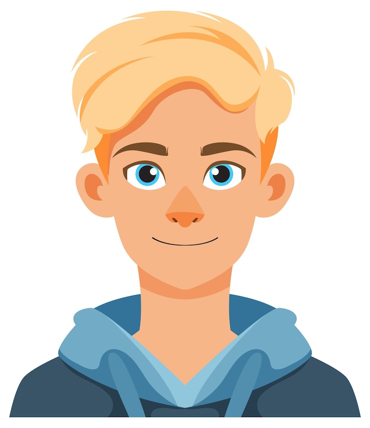 Vecteur gratuit le garçon blond souriant avec une capuche