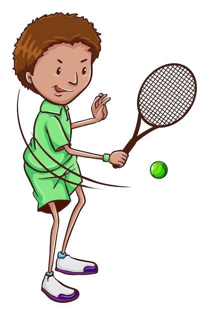 Vecteur gratuit un garçon jouant au tennis