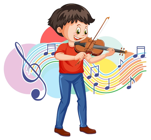 A, Garçon, Jouer, Violon, Dessin Animé