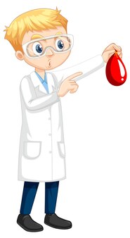 Un garçon portant un personnage de dessin animé de blouse de laboratoire