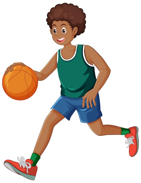 Vecteur gratuit garçon de puberté afro-américain jouant au basket