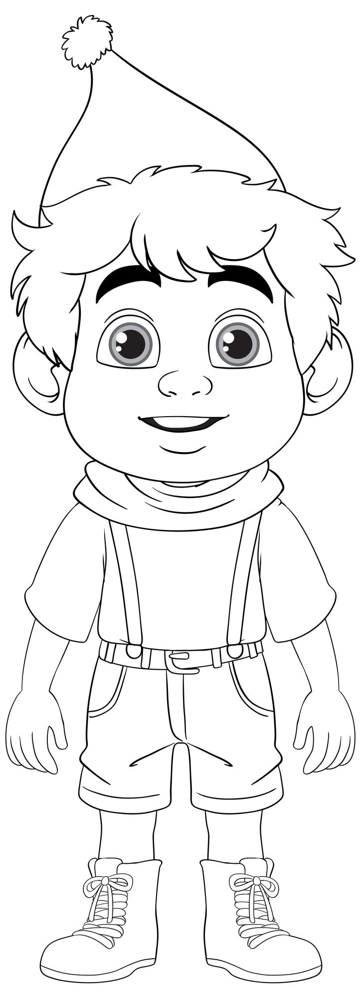 Vecteur gratuit garçon souriant portant un chapeau de fête dessin animé