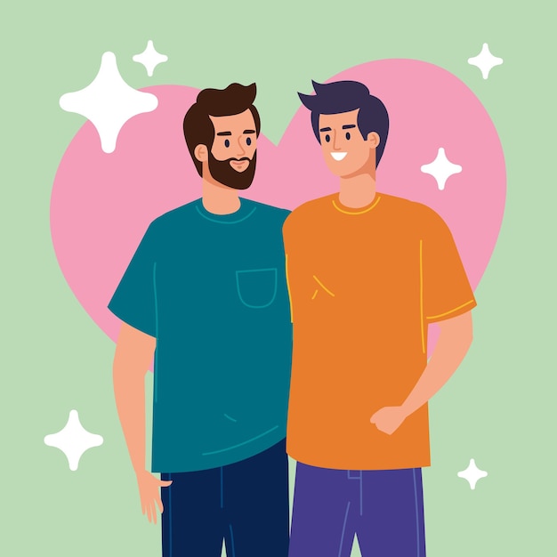 Vecteur gratuit gays couple amoureux étreindre