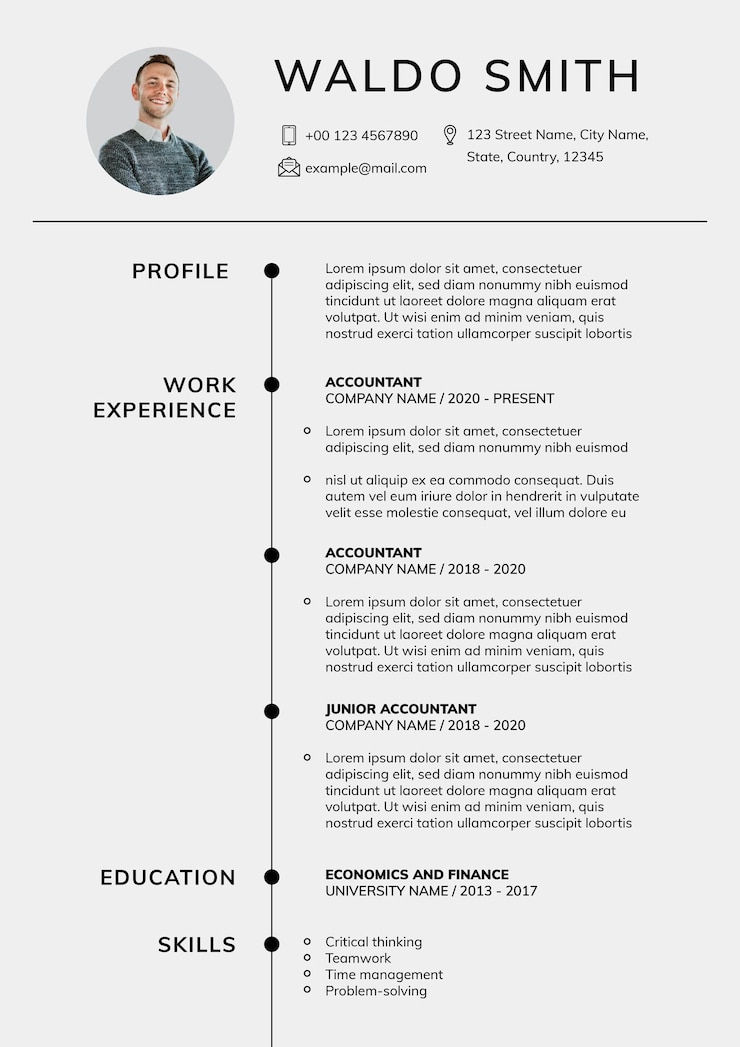 Vecteur gratuit générateur de cv de modèle modifiable de cv minimal pour les professionnels