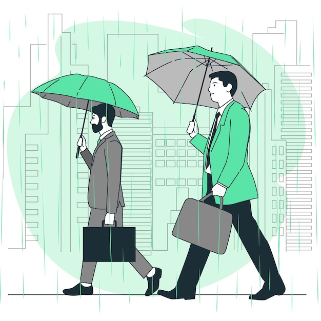 Vecteur gratuit gens d'affaires avec illustration de concept de parapluies
