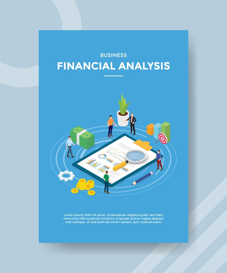 Vecteur gratuit les gens d'analyse financière d'entreprise mesurent l'argent du graphique de document statistique pour le modèle de bannière et de dépliant