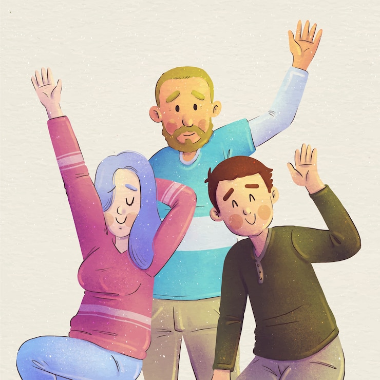 Vecteur gratuit les gens aquarelles agitant l'illustration