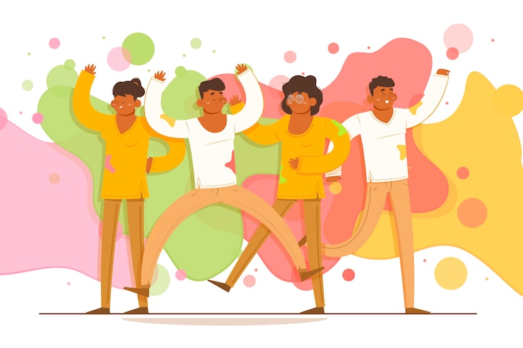 Vecteur gratuit les gens célèbrent le festival de holi