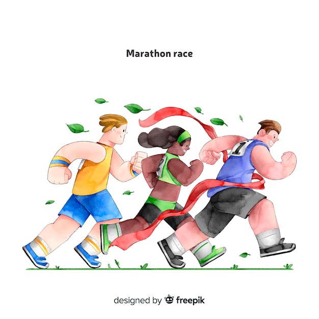 Vecteur gratuit les gens sur une course de marathon