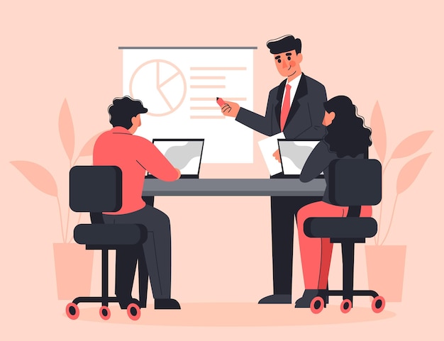 Gens de design plat sur la formation commerciale illustrés