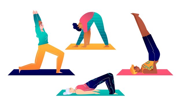 Gens dessinés à la main, faire du yoga