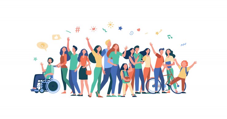 Vecteur gratuit les gens multiculturels debout ensemble