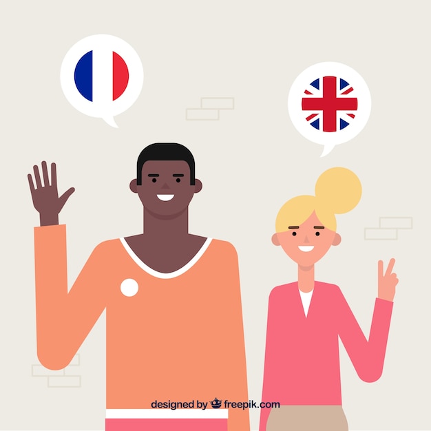 Vecteur gratuit gens parlant différentes langues avec un design plat