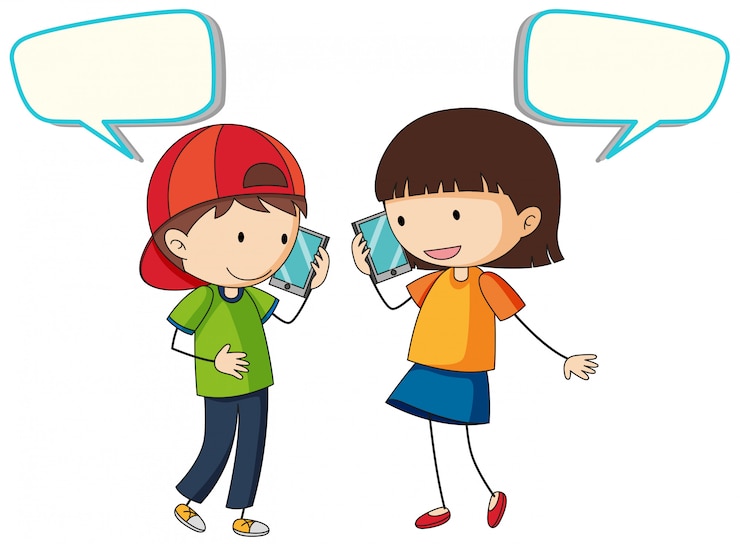 Vecteur gratuit les gens parlent au téléphone