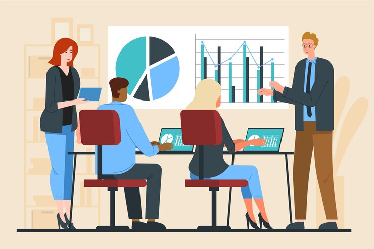 Vecteur gratuit gens plats sur la formation commerciale illustrés