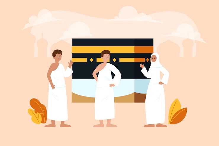 Vecteur gratuit gens plats organiques dans l'illustration de pèlerinage hajj