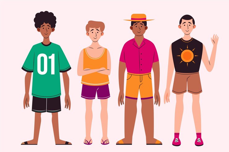 Vecteur gratuit gens plats organiques avec pack de vêtements d'été