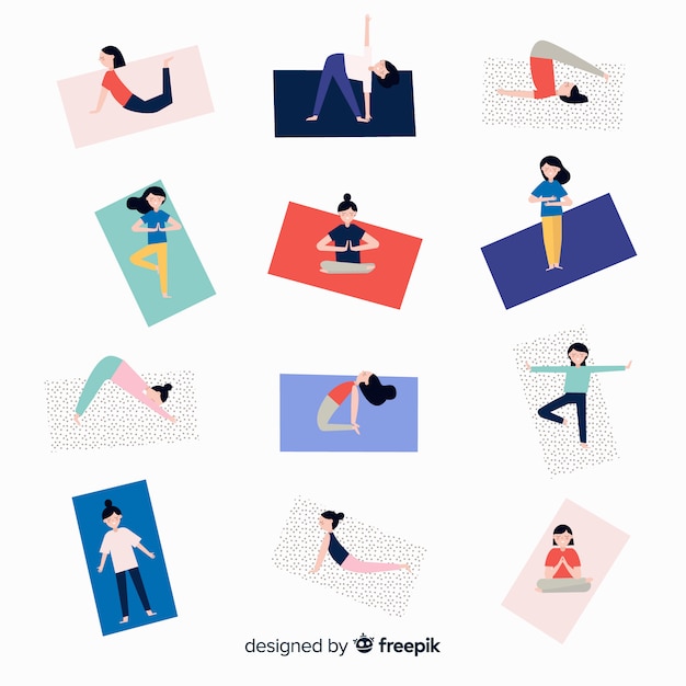 Vecteur gratuit les gens qui font du yoga